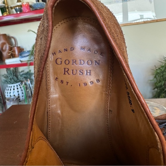 Gordon Rush Suede Leather Oxford Wing Tip Casual Dress Shoes Cognac Brown | Sz 9 main image 9